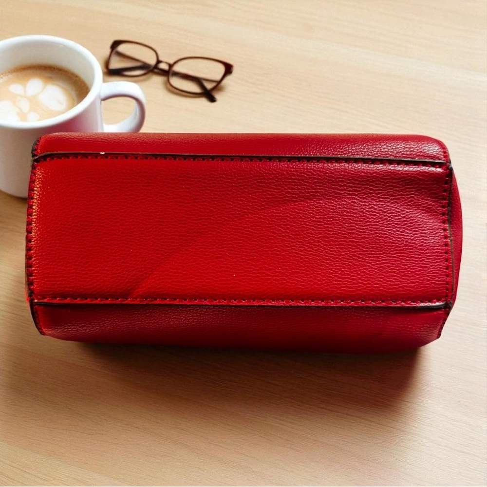 Di Vita Collection Red & Gray Structured Shoulder Bag Purse NWT Faux Leather - Picture 10 of 13